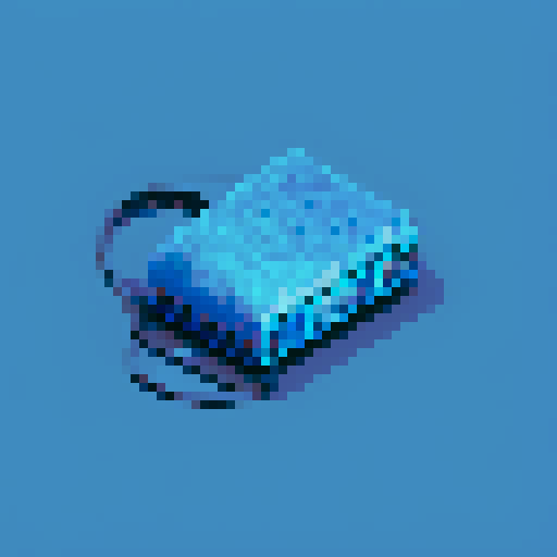 Pixelated blue waves ripple across a retro VHS tape, creating a reverse effect that's both glitchy and mesmerizing.