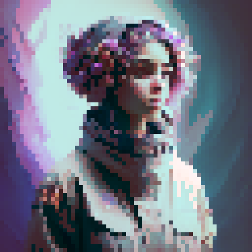 "Lonely girl, draped in shadows, surrounded by wilted flowers, rendered in a monochromatic palette."