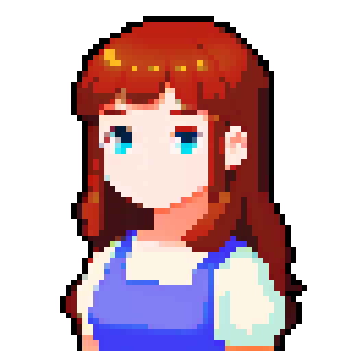 lovely young girl, around 16 years old, pixel art