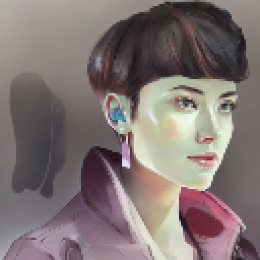 portrait of a woman with friendly look, sharp focus, realistic dark hair, front view, pink and blue lighting, contrasted skin texture, sharp focus, committed to artificial intelligence, convey the idea of ​​innovation, photo shoot, hyper realistic, hyper detailed, Leica M10