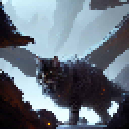 Fierce, fur-covered felines, with razor-sharp claws and piercing eyes, engage in a vicious battle of teeth and claws amidst a fantastical, RPG-inspired landscape.
