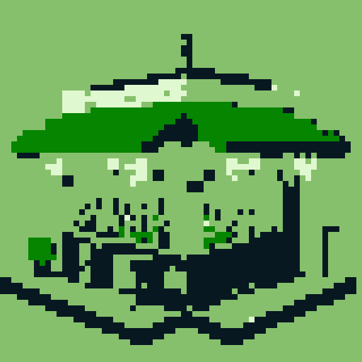 Simple, low-detail, pixel art tavern bar background with a long bar seen directly from the front, reminiscent of a Gameboy background, showcasing vibrant sRGB colors