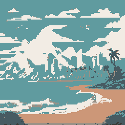 Sunrise at beach, palm trees, sandy shore, , clouds