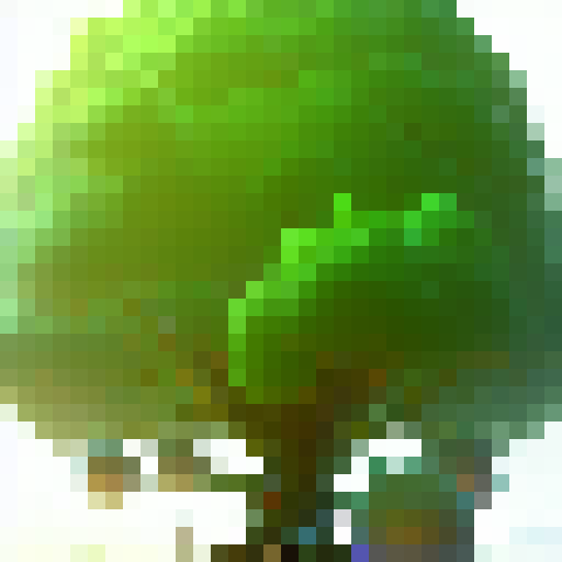 Topdown, Majestic, towering oak tree with gnarled roots and sprawling branches, surrounded by a mystical aura of glowing orbs and enchanted creatures, set in a vibrant and whimsical world of a Fantasy RPG.
