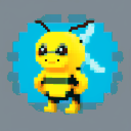 antropomorphic smiling bee in pants