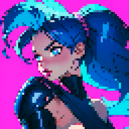 sexy naked woman, pixelated, vibrant colors, retro, curvaceous, confident, seductive, smooth lines, alluring, provocative, sensual, electric energy, vibrant blue hair, expressive eyes, bold lipstick, shapely silhouette, glowing skin, dynamic pose, high contrast, minimalistic background