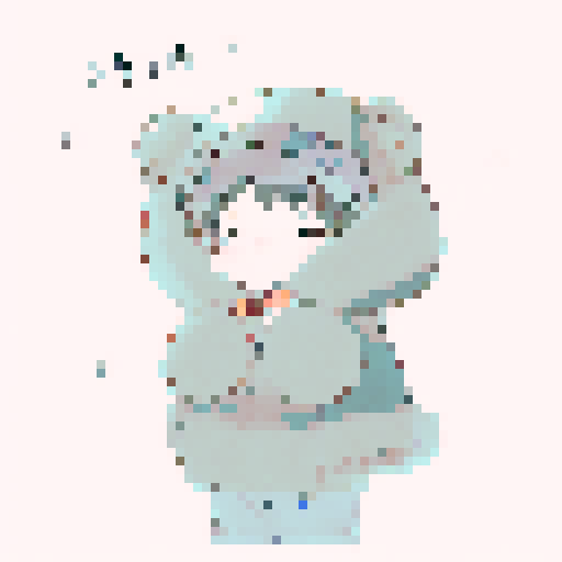 Chibi boy with Korean hairstyle and rosy cheeks, wearing big headphones and a huge puffy jacket, looking from a first-person point of view