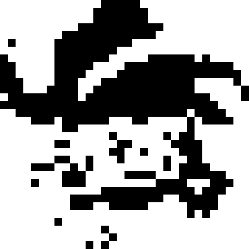 pokemon gloom, monochrome, 16x16, game icon, pixel art, close up, facing right, white foreground, black background