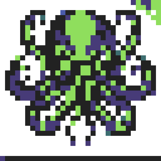 monstrous, big, octopus, kraken, pixel art, sRGB