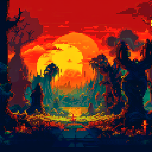 a series of spooky backgrounds featuring graveyard, mist, lantern, trees, moon, clouds