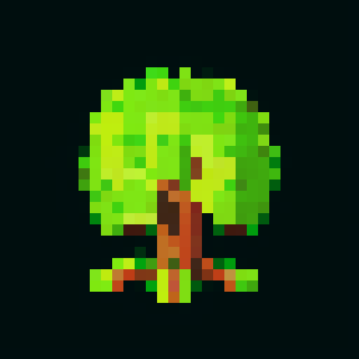 A small, young tree-like creature with tender green leaves sprouting from its branches. It has a slender trunk with light brown bark and a pair of bright, curious eyes. The sapling has a gentle, hopeful expression and stands firmly on its roots. No background.
