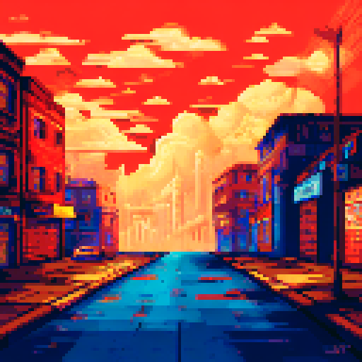 City street during thunderstorm