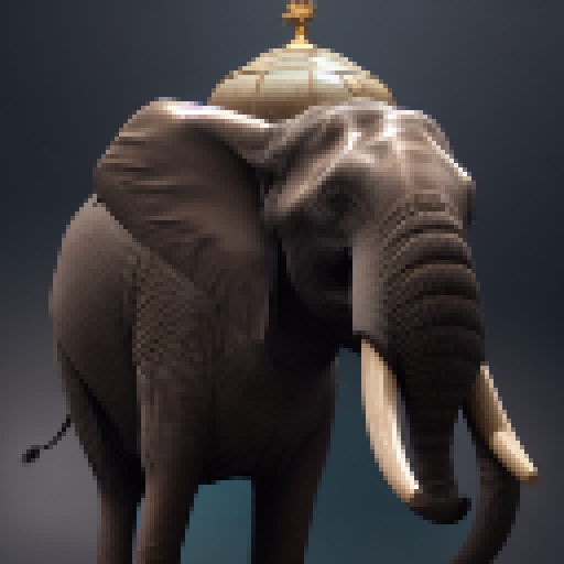 Elephant with crown, overtowering everyone else