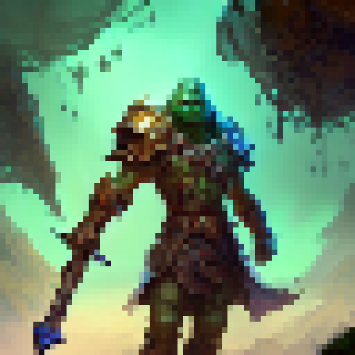 "Create an epic scene of a heroic Mario, equipped with a magical wand and wearing a chainmail armor, charging towards a horde of goblin-like creatures with their axes and shields, in a lush and vibrant forest with towering mushrooms and glowing crystals, all in the style of a classic Fantasy RPG game."