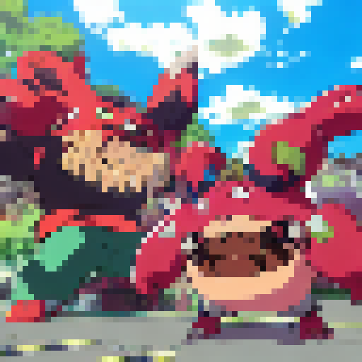 Food frenzy battle royale between overweight contenders with exaggerated features in vivid and vibrant anime style.