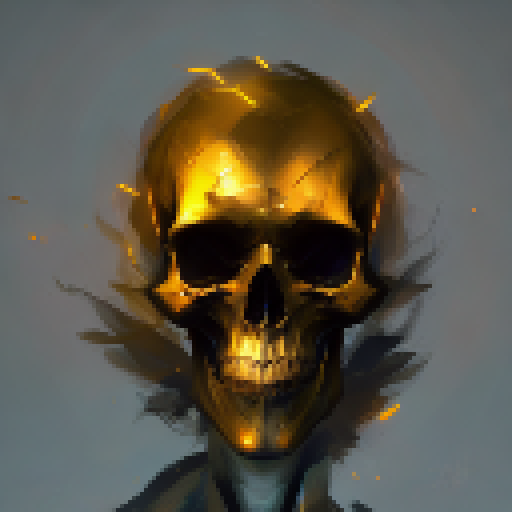 Skull aglow with eerie radiance, casting an ominous shadow in a mystical fantasy RPG world.