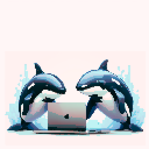 killer whales, typing, laptop
