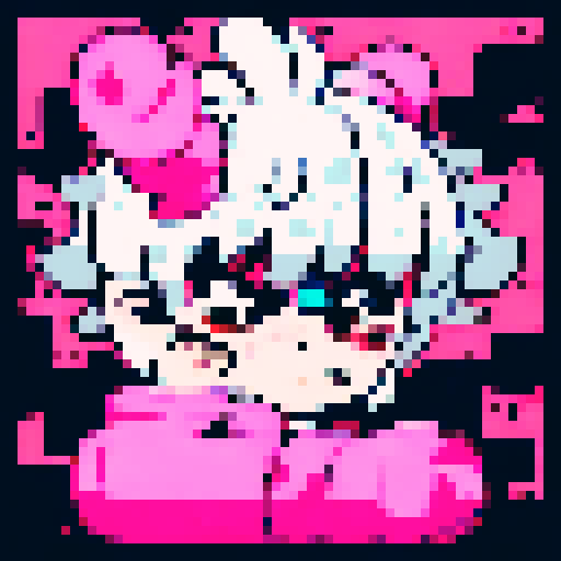 giant pink monster, pistol wielding soldiers, hopeless shooting, character portrait, close up, anime style, pixel art