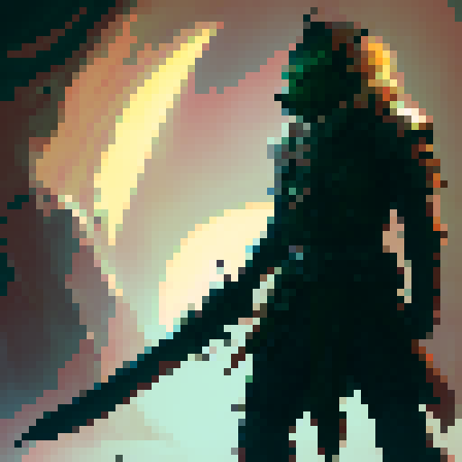 goblin warrior, fierce expression, wielding a rusty sword, donned in tattered armor, sprite