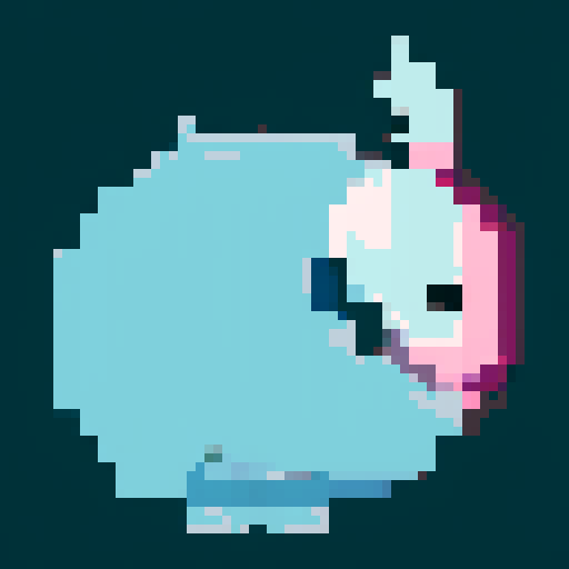 whale monster, black outline. pixel art. Blue eyes
