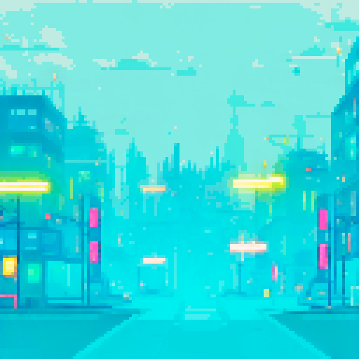 factory with mechanical arms, sparks flying, gears turning, steam rising, vibrant colors, retro-futuristic, towering stacks of crates, robotic assembly lines, precision movements, futuristic cityscape, neon signs, glowing buttons, metallic textures, pulsating energy, glowing circuitry, pixelated landscapes