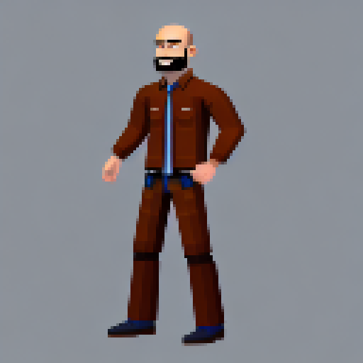Bald male standing, base character, wearing a shirt, pixel art