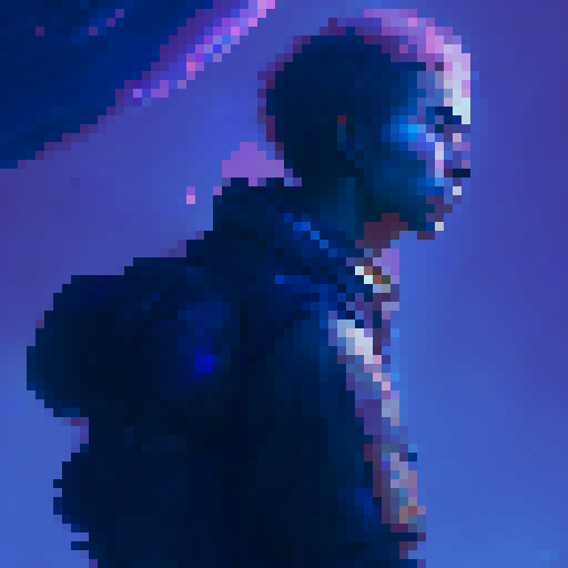 korean man, night sky, tower, Seoul, fantasy RPG