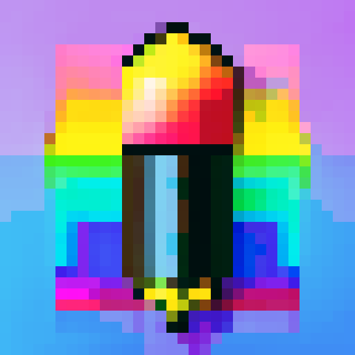 colorful art paintbrush, 32x32 badge style, bold black outline, vibrant sRGB colors