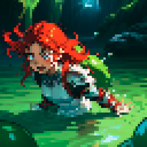 hero sinking into slime, hero drowning in slime, hero has red hair, hero has silver armor, reaching up, panic, sinking deep into the goo