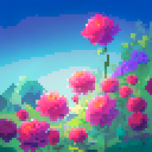 retro, vibrant, colorful flowers blooming, nostalgic colours