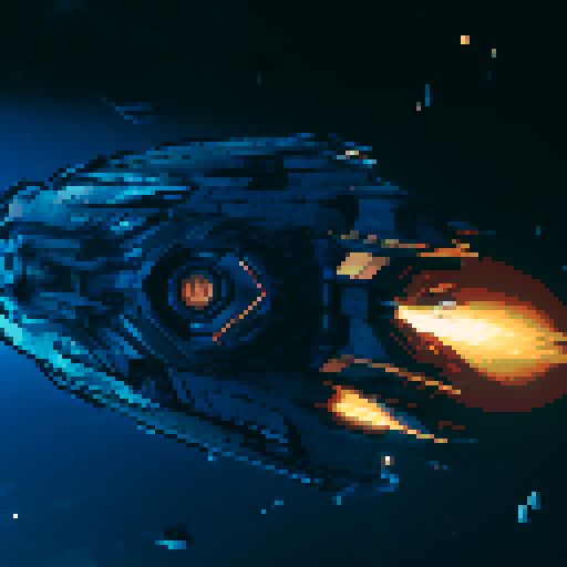 futuristic spaceship, topview, sleek and streamlined, hovering mid-air, sRGB aesthetic, dark blue colors