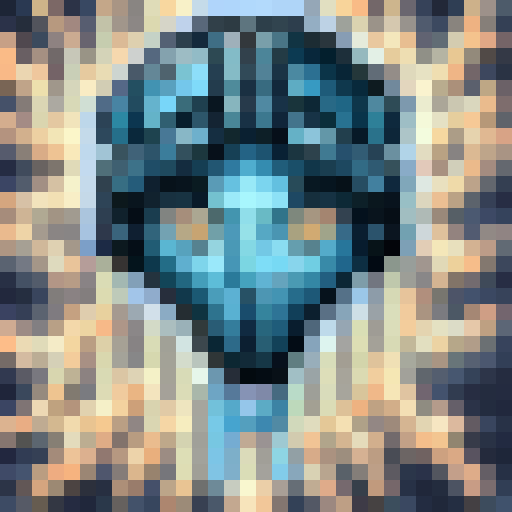 Icy blue Frostbolt whizzing through a dark, snow-covered forest, leaving behind a trail of sparkling frost crystals, rendered in pixelated 32x32 skill art style.
