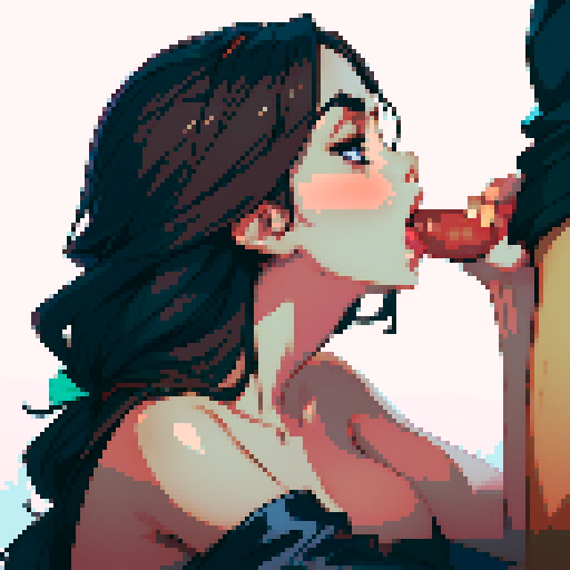 side angle of sexy naked woman giving blowjob