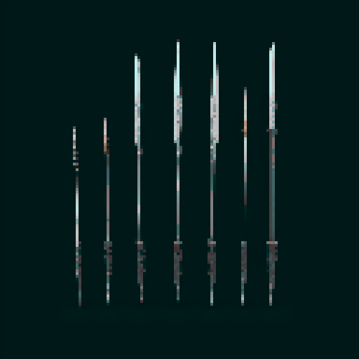 5 sets of 10 themed swords
Set 1 undead
Set 2 goblin(short daggers mostly)
Set 3 Elven
Set 4 Dwarven (hammers and stuff)
Set 5 powerful magic weapons
Include bows, hammers daggers swords and wands
