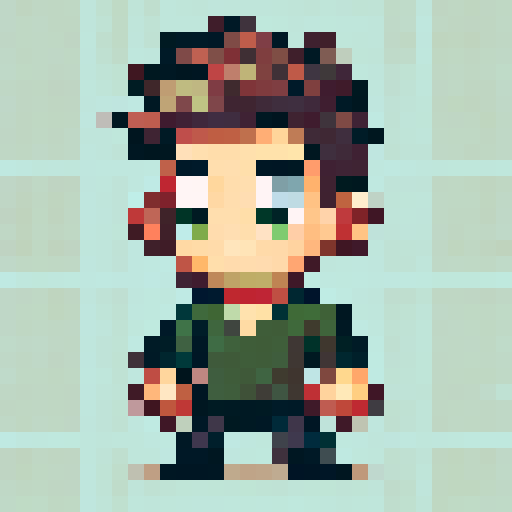 8-bit pixel art, white background