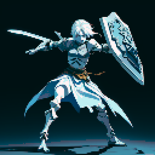 A full body skeleton warrior holding a sword and shield
