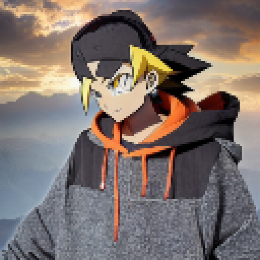 "Fiery Goku charges his Kamehameha, engulfed in crackling energy amidst a post-apocalyptic red and orange sunset wasteland in classic anime style."