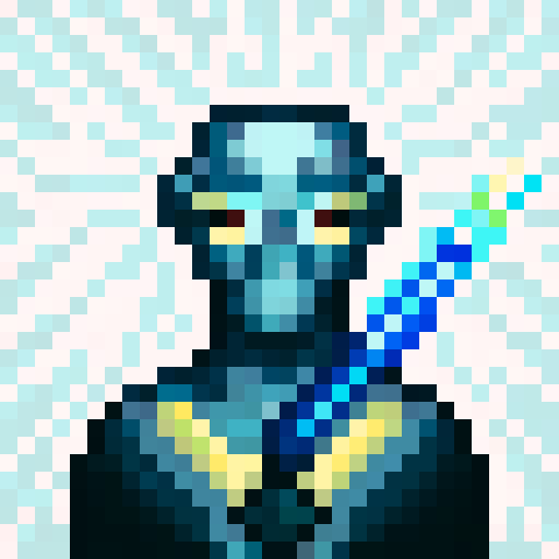 cyborg, laser beam, game icon, 32x32 pixel art, sRGB, skill art, close up, portrait