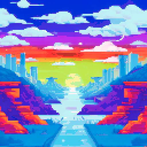 rainbow, city, underground, dark, blue