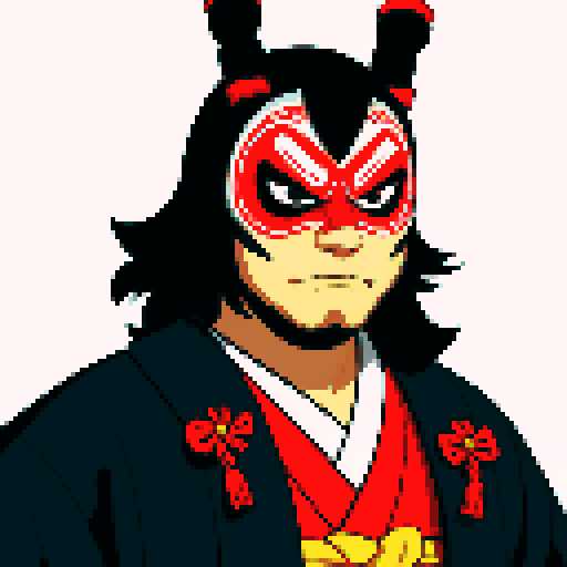 A Samurai DJ with a traditional Japanese mask