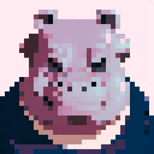 anime style hippo portrait.