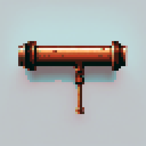 rusty old copper pipe. Usable as an asset (clear, thick lines and a white background)