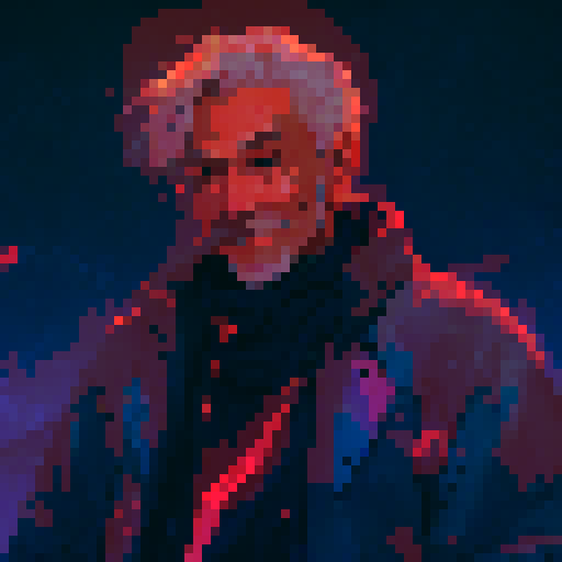 Old man with a long, flowing white beard and a staff, standing in a misty forest surrounded by magical creatures like dragons, fairies, and unicorns, wearing a tattered robe and a pointed wizard hat