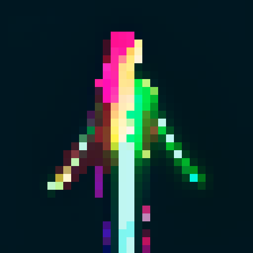 cyberpunk girl, neon sword, iso-view, whole-body, old jrpg style, ready for attack, pixel art