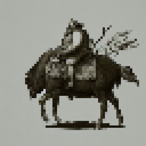 Bearded, portly man atop a majestic moose, traversing a sprawling landscape.