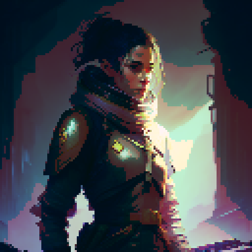 Female Rogue, stealthily navigating through shadows, slyly evading detection, with a thin frame, in a fantasy RPG art style, Holding a dagger, well lit