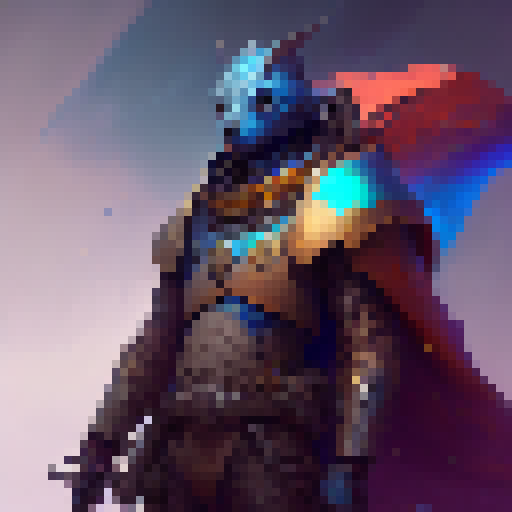 Warior with blue armor and a Big Ruby Sword