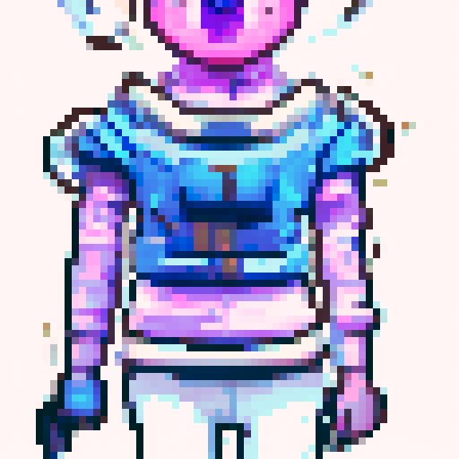 Cozy, sleepy character sprite, purple and blue shades, pixel art style, isometric view, fantasy RPG