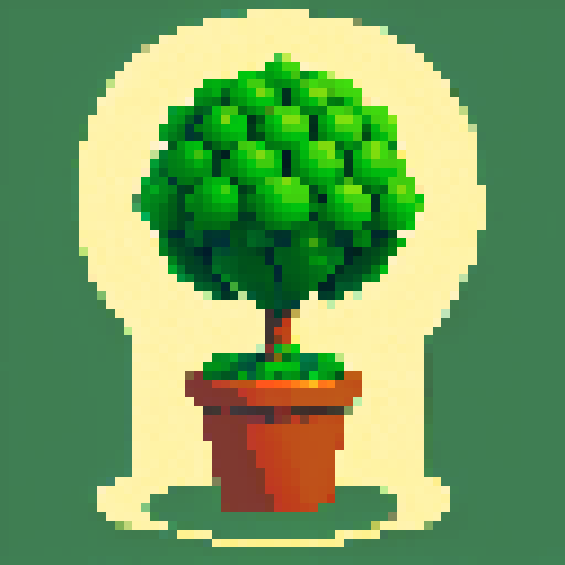 a topiary plant isometric asset in a decorative pot from an art nouveau garden