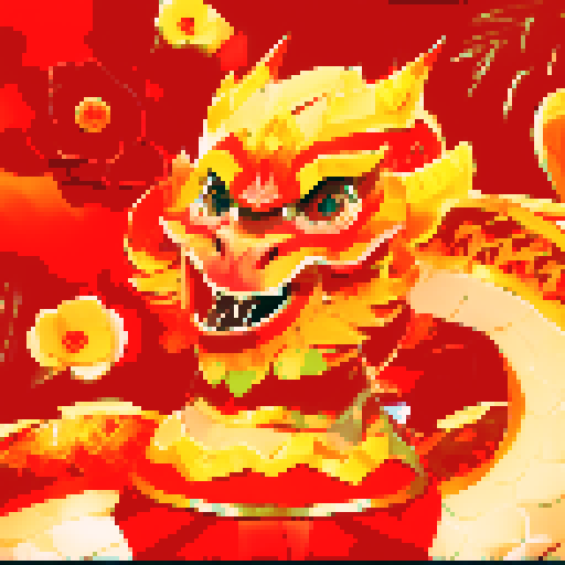 Red and gold dragon, Year of the Dragon, Chinese New Year, close up, China-style, close up, portrait
